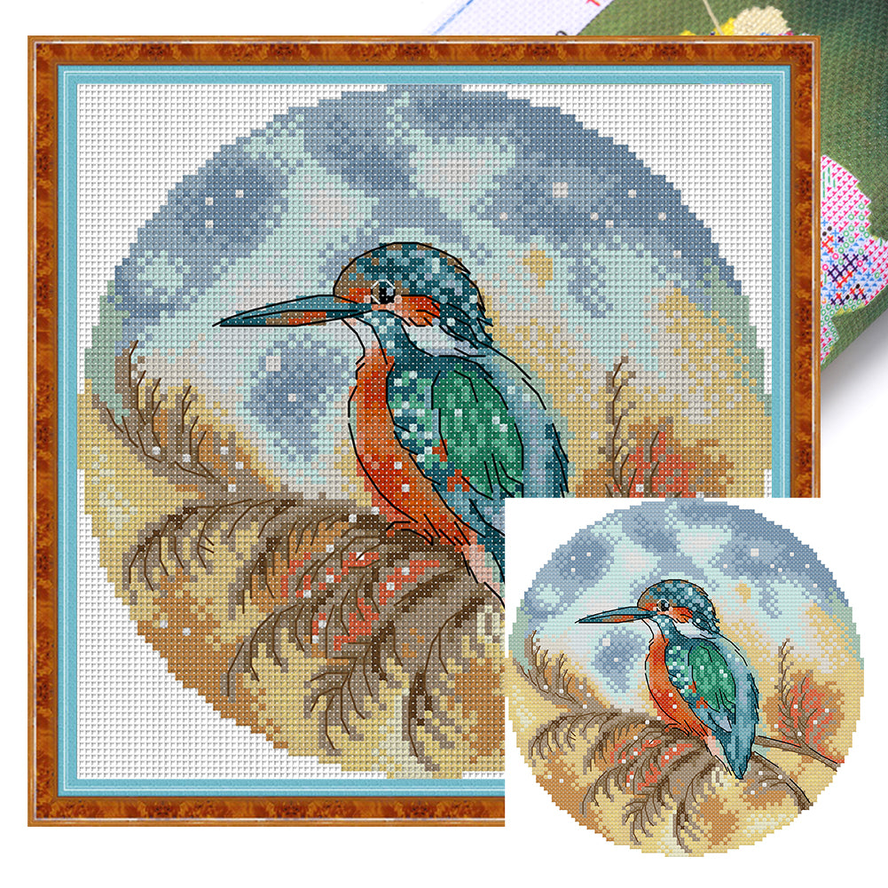 Kingfisher - 14CT Stamped Cross Stitch 21*21CM(Joy Sunday)