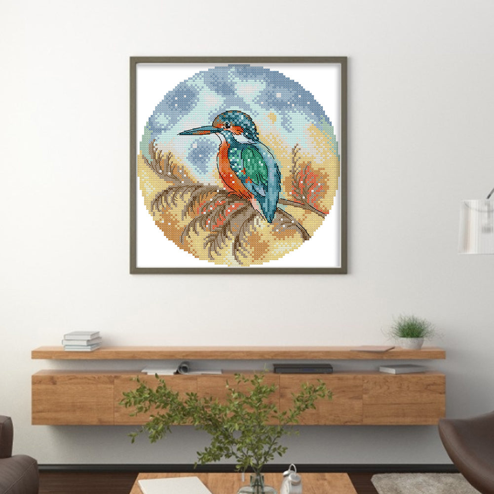 Kingfisher - 14CT Stamped Cross Stitch 21*21CM(Joy Sunday)