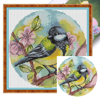 Blue Tit - 14CT Stamped Cross Stitch 21*21CM(Joy Sunday)