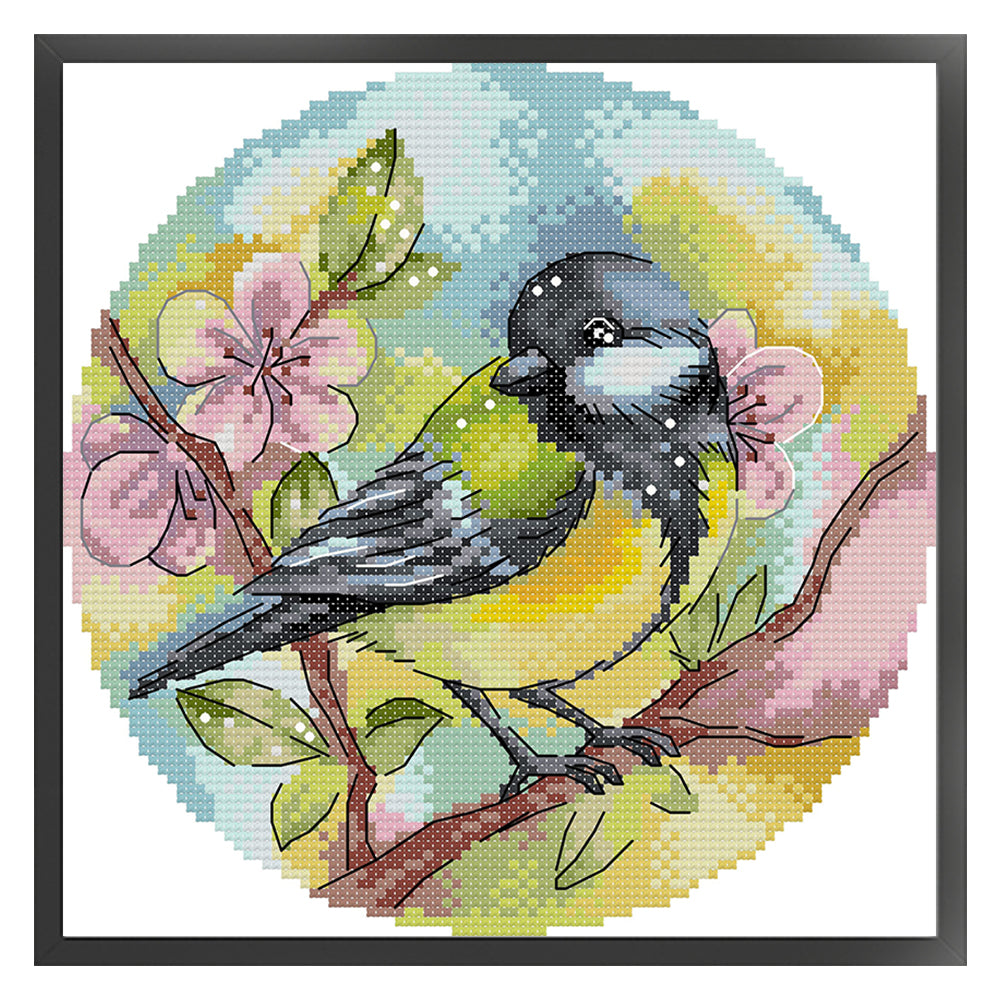 Blue Tit - 14CT Stamped Cross Stitch 21*21CM(Joy Sunday)