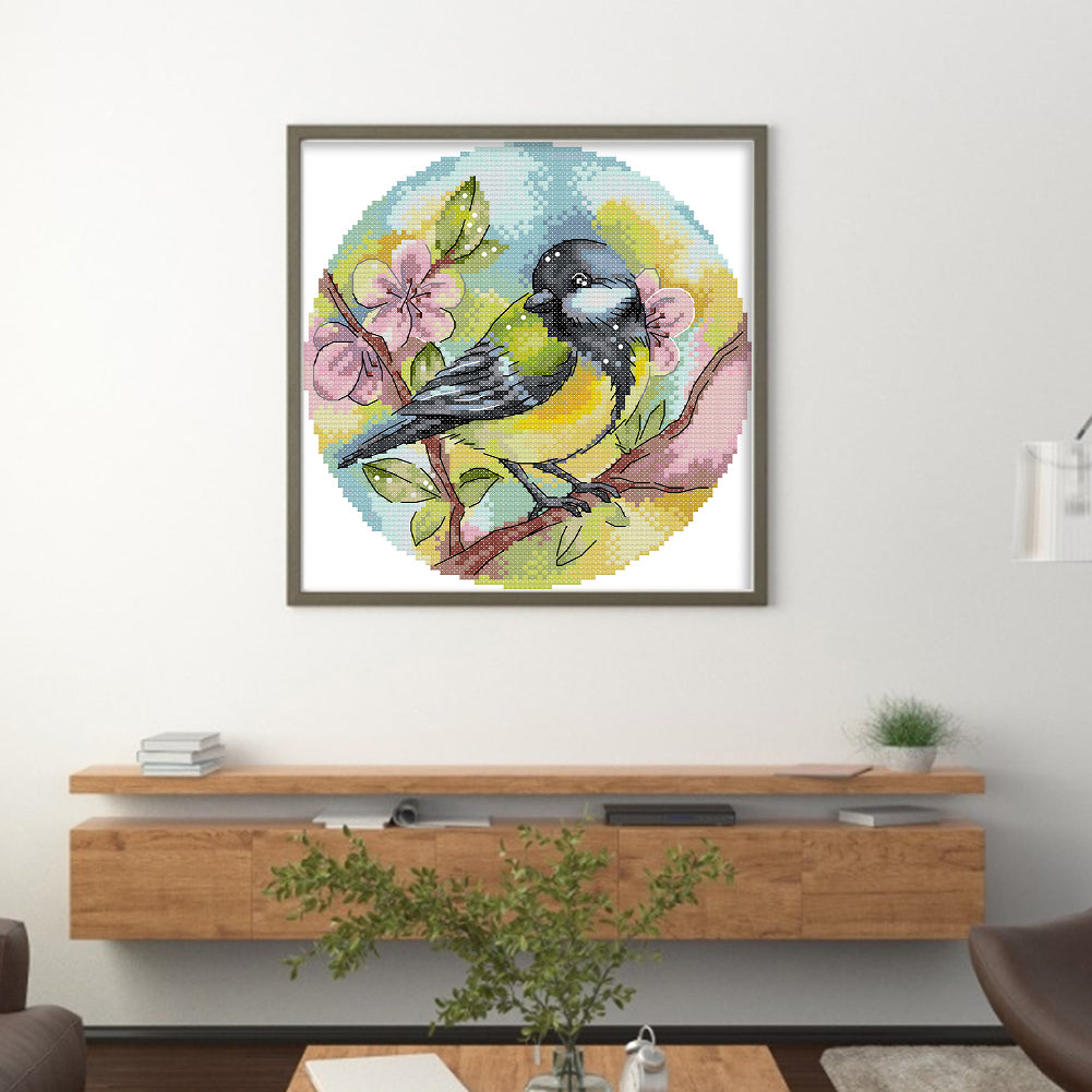 Blue Tit - 14CT Stamped Cross Stitch 21*21CM(Joy Sunday)