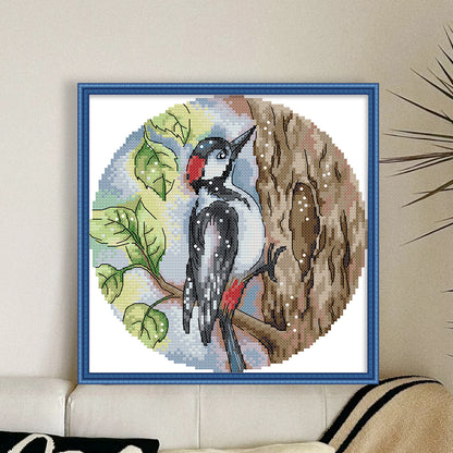 Woodpecker - 14CT Stamped Cross Stitch 21*21CM(Joy Sunday)