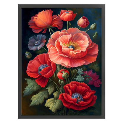 Poppy Flower - 11CT Stamped Cross Stitch 40*55CM