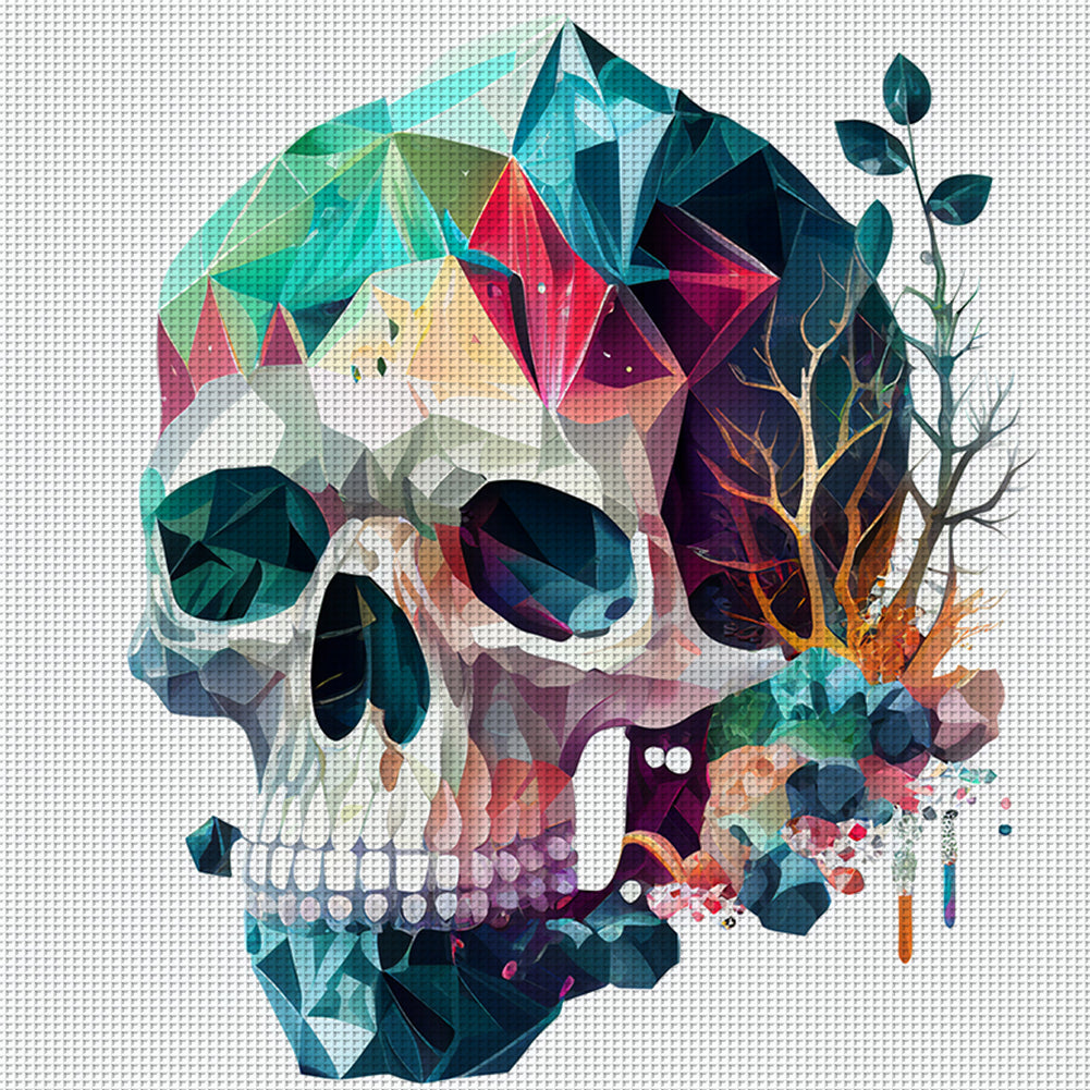 Color Skull - 11CT Stamped Cross Stitch 50*50CM