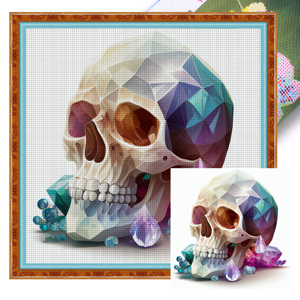 Color Skull - 11CT Stamped Cross Stitch 50*50CM