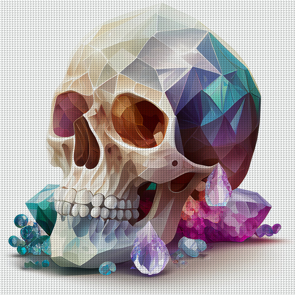 Color Skull - 11CT Stamped Cross Stitch 50*50CM