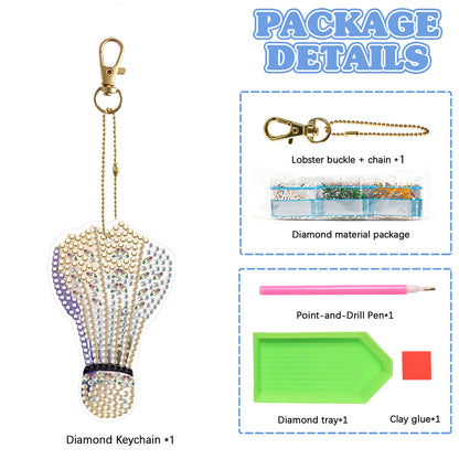 Double Sided Special Shape Diamond Painting Keychain (Khaki Badminton)