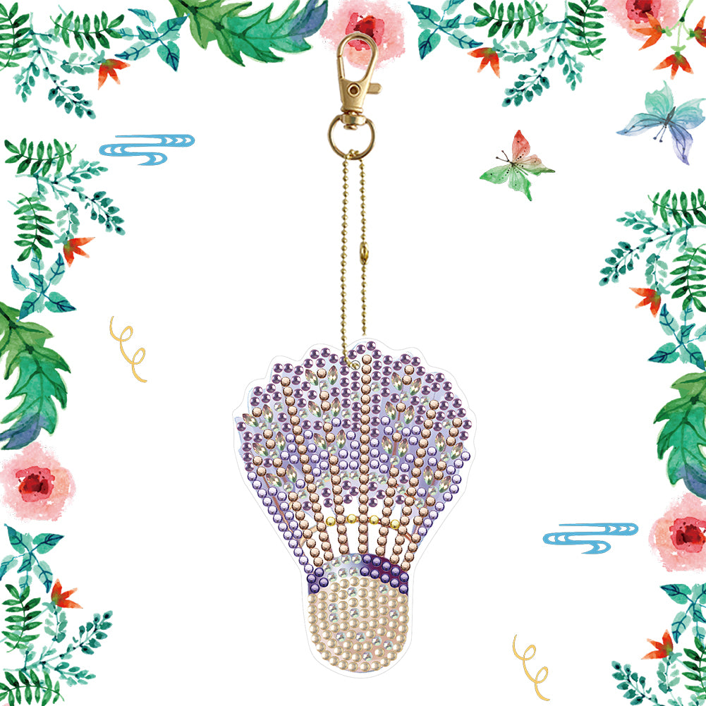 Double Sided Special Shape Diamond Painting Keychain (Purple Badminton)