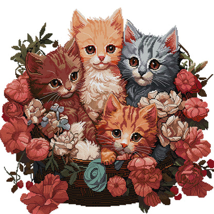 Kittens Huddled Together - 14CT Stamped Cross Stitch 56*55CM(Joy Sunday)