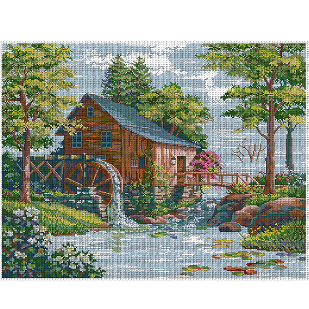 Water Mill 1 - 14CT Stamped Cross Stitch 55*46CM(Joy Sunday)