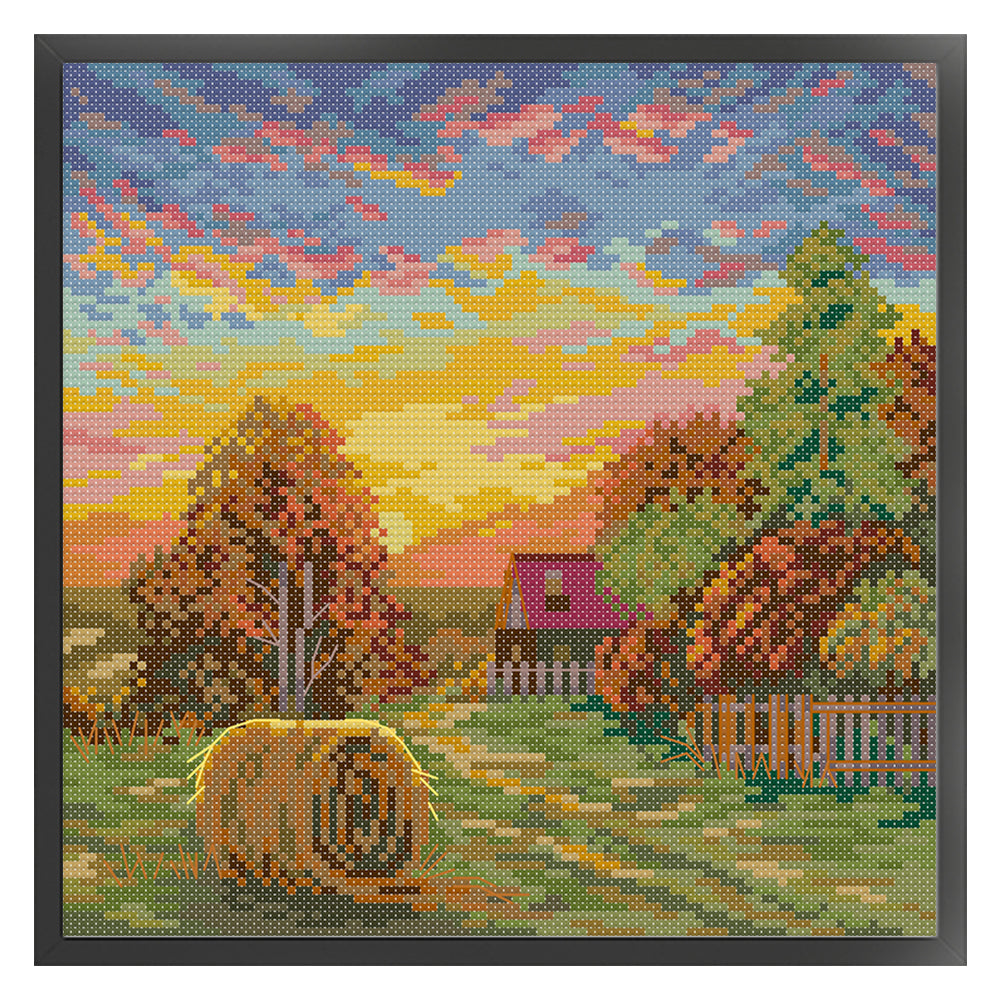 Autumn Evening Sun - 14CT Stamped Cross Stitch 26*26CM(Joy Sunday)