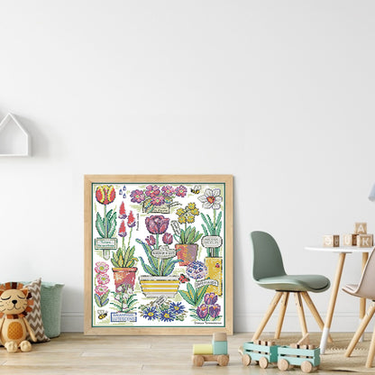 Flowers On Botanical Garden - 14CT Stamped Cross Stitch 33*38CM(Joy Sunday)