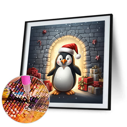 Penguin Giving Gift - Full Round Drill Diamond Painting 30*30CM