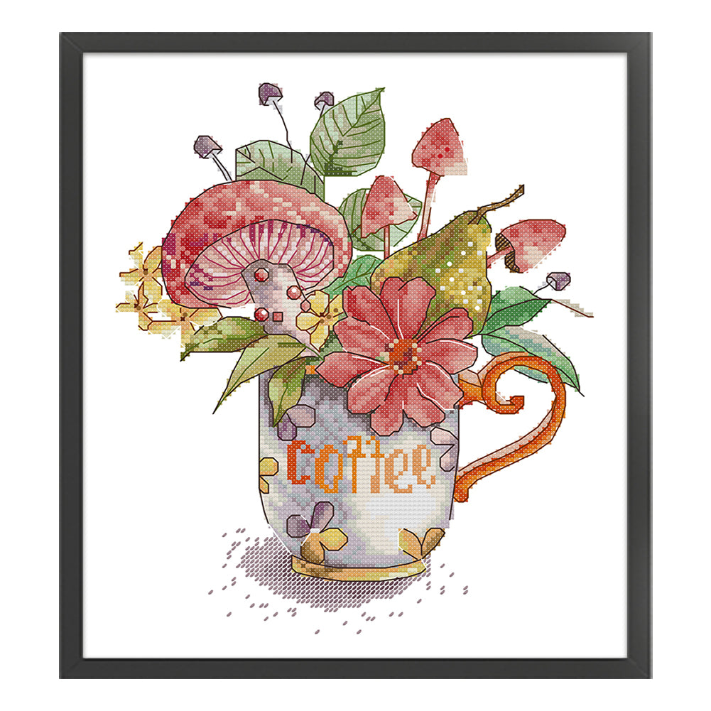 Coffee Cup Three - 14CT Stamped Cross Stitch 28*32CM(Joy Sunday)