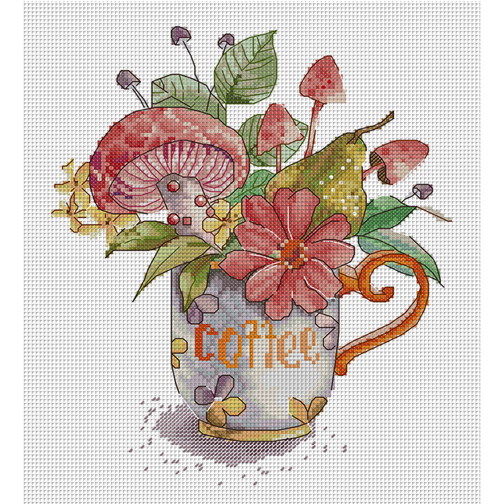 Coffee Cup Three - 14CT Stamped Cross Stitch 28*32CM(Joy Sunday)