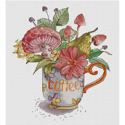 Coffee Cup Three - 14CT Stamped Cross Stitch 28*32CM(Joy Sunday)