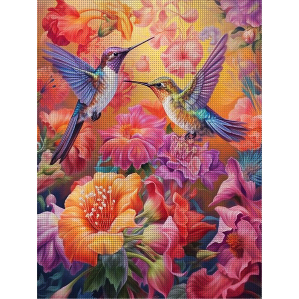 Hummingbird And Flower - 18CT Stamped Cross Stitch 30*40CM