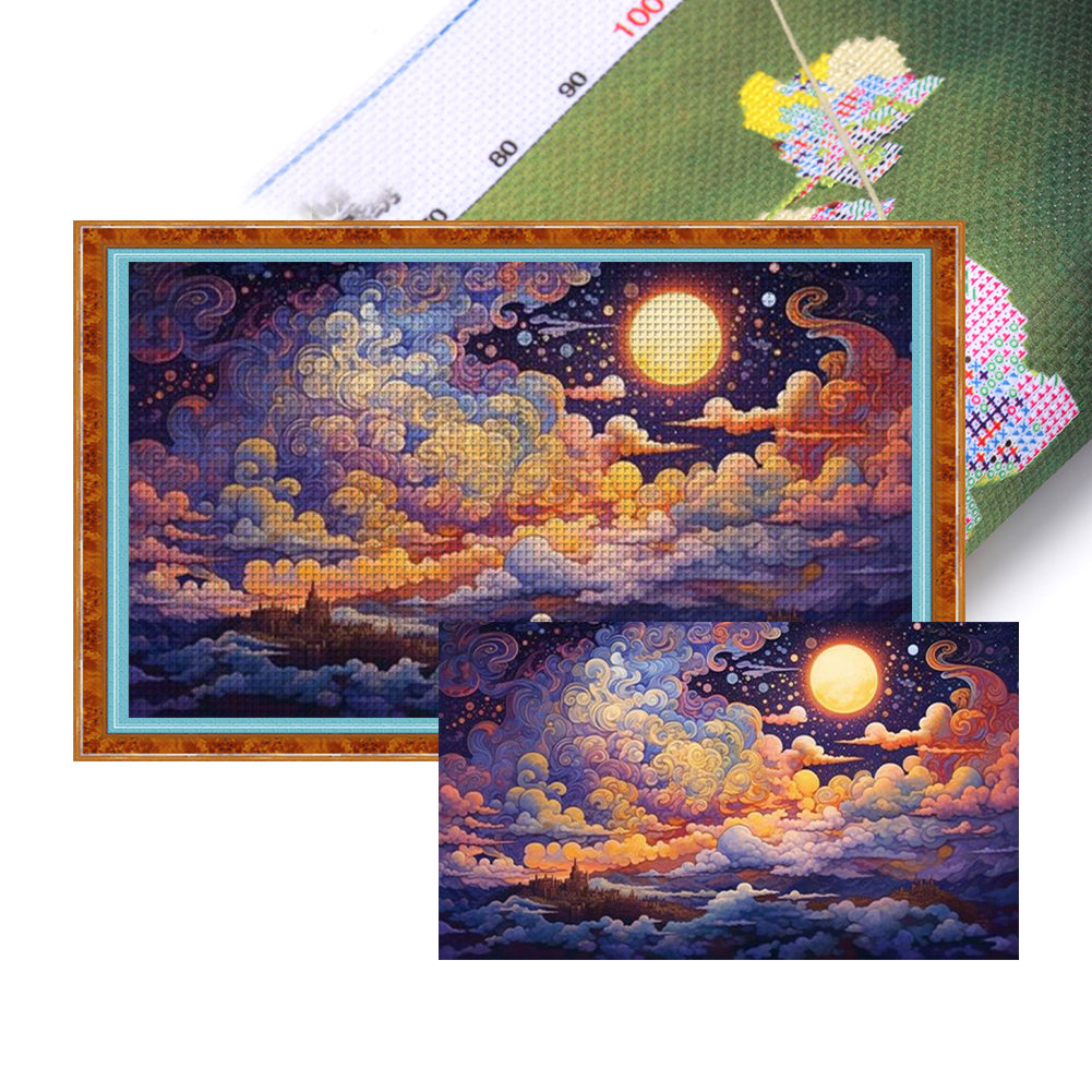 Full Moon Sky - 18CT Stamped Cross Stitch 50*30CM