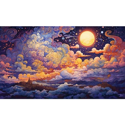 Full Moon Sky - 18CT Stamped Cross Stitch 50*30CM