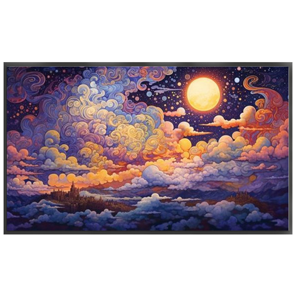 Full Moon Sky - 18CT Stamped Cross Stitch 50*30CM