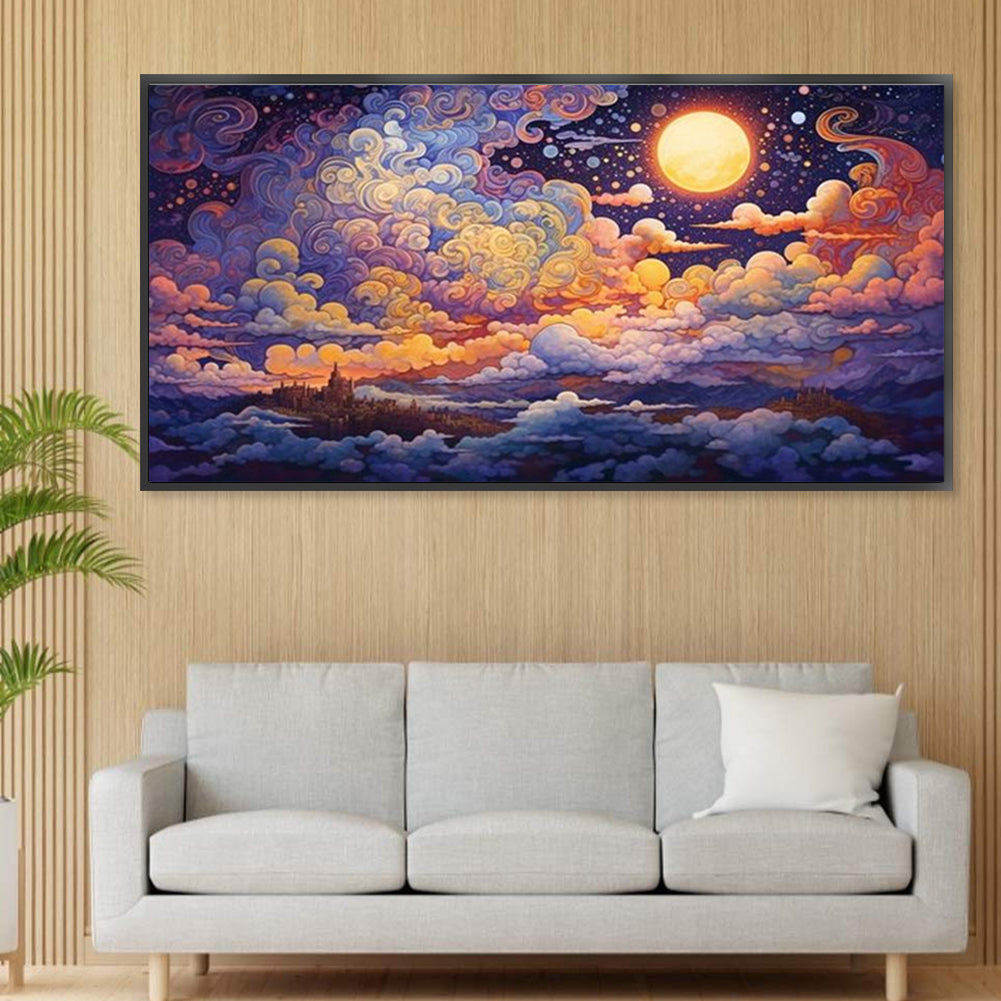 Full Moon Sky - 18CT Stamped Cross Stitch 50*30CM