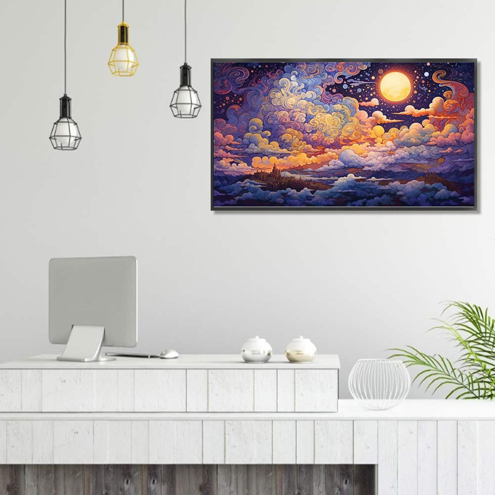 Full Moon Sky - 18CT Stamped Cross Stitch 50*30CM