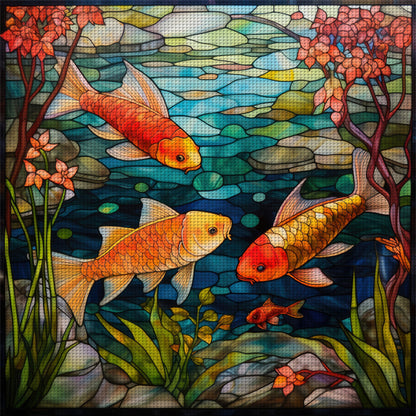 Glass Painting-Goldfish - 11CT Stamped Cross Stitch 50*50CM