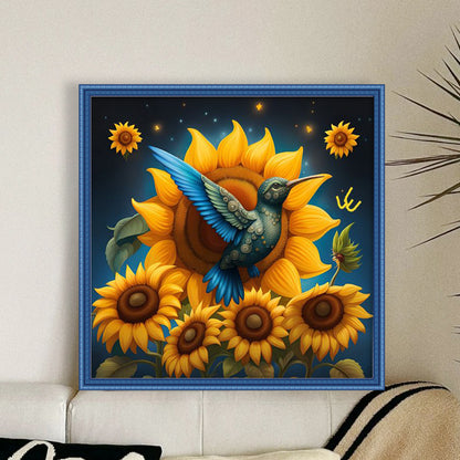 Sunflowers And Hummingbirds - 11CT Stamped Cross Stitch 50*50CM