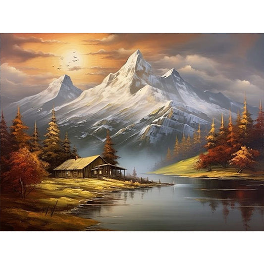 Snow Mountain Woods - Full Round Drill Diamond Painting 40*30CM