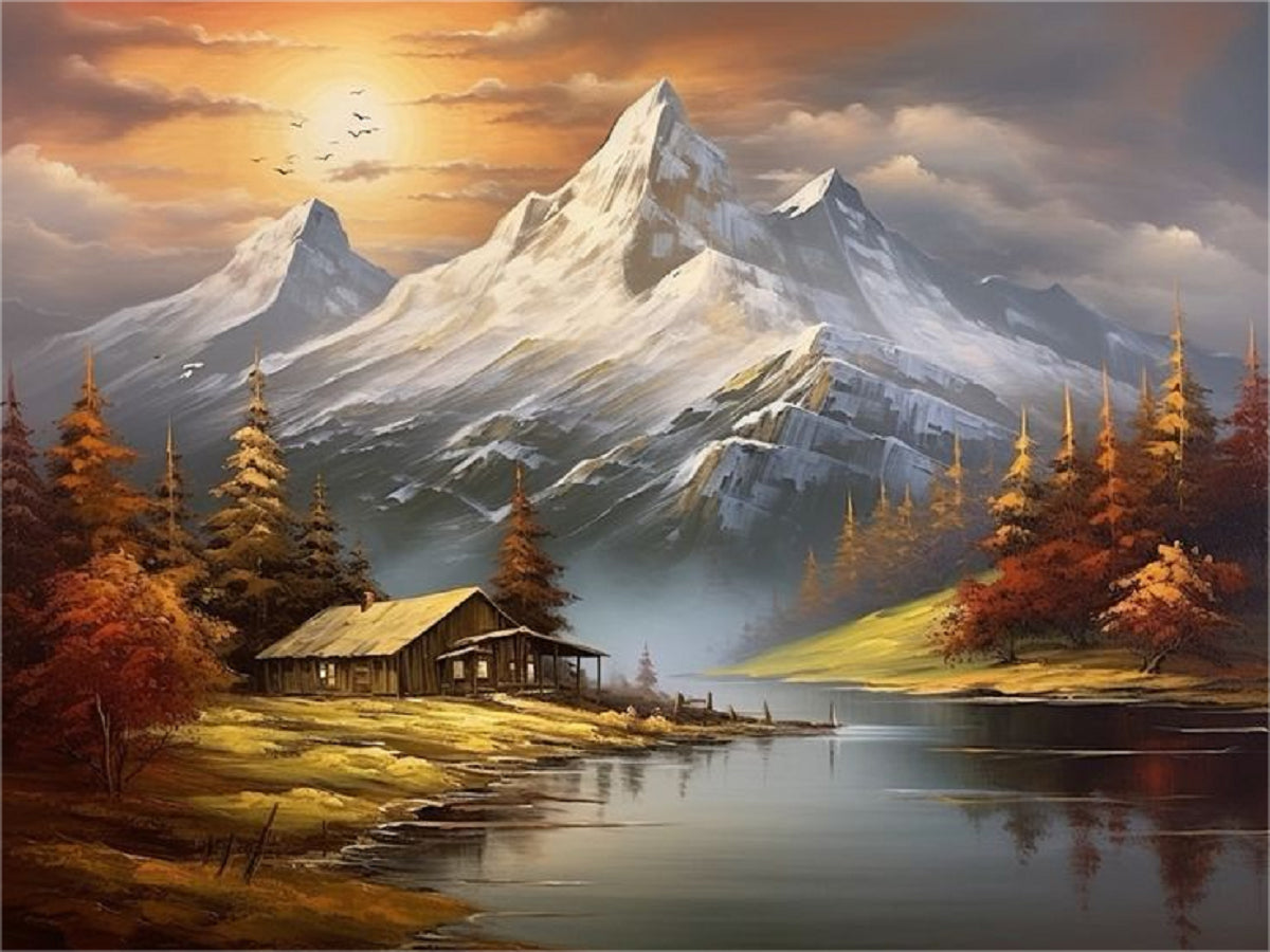 Snow Mountain Woods - Full Round Drill Diamond Painting 40*30CM