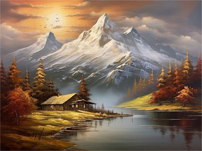 Snow Mountain Woods - Full Round Drill Diamond Painting 40*30CM