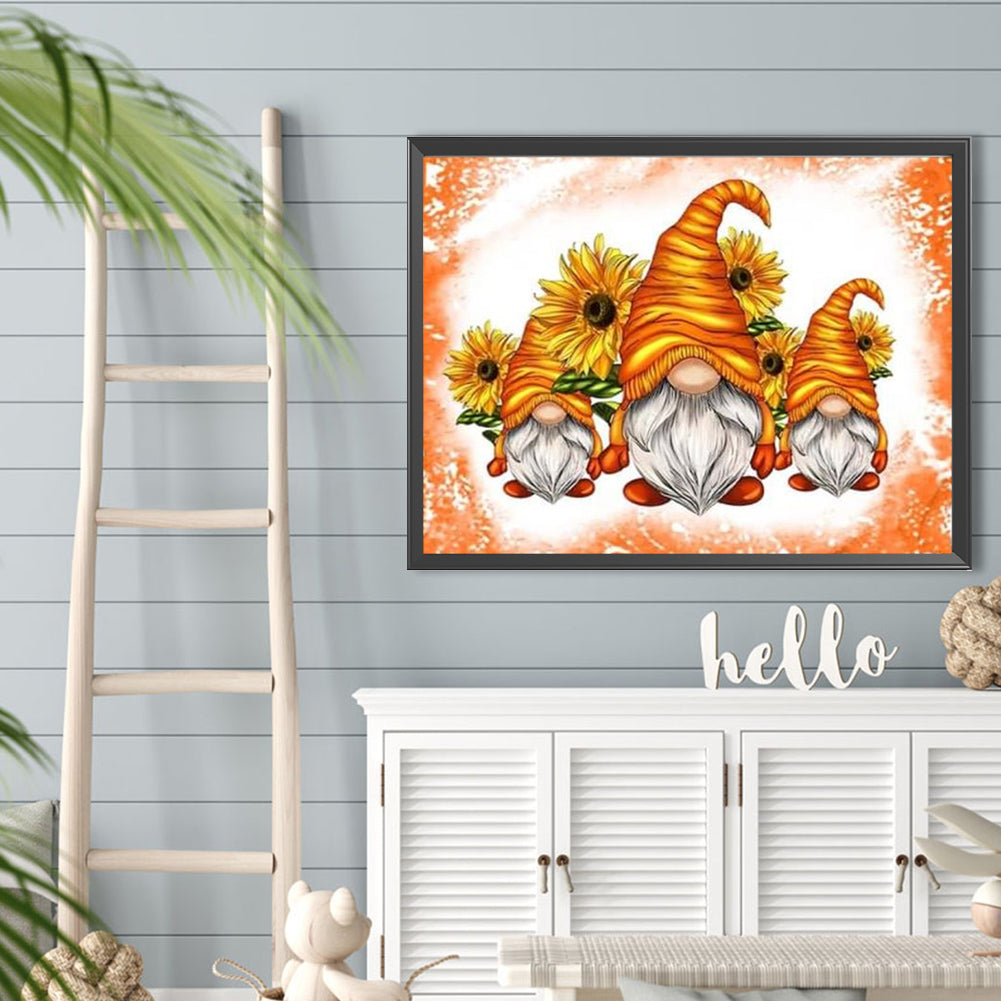 Sunflower Gnome - Full Round Drill Diamond Painting 40*30CM