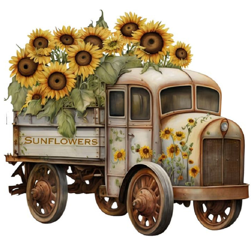 Sunflower Truck - Full Round Drill Diamond Painting 30*30CM