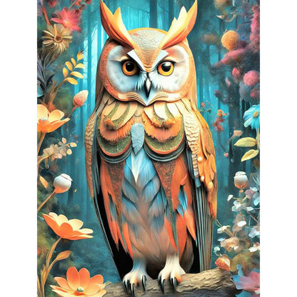Owl On Branch - Full Round Drill Diamond Painting 30*40CM