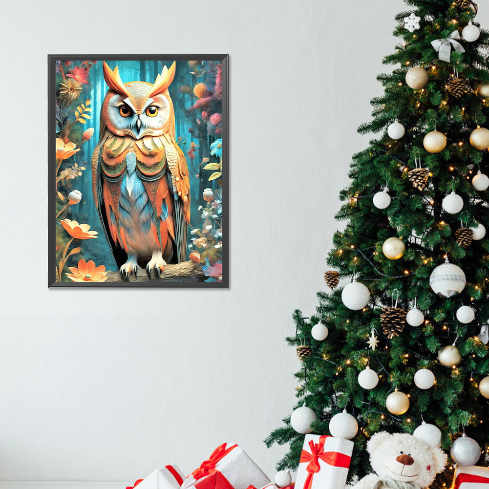 Owl On Branch - Full Round Drill Diamond Painting 30*40CM