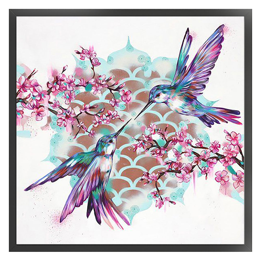 Hummingbird Peach Blossom - 11CT Stamped Cross Stitch 40*40CM