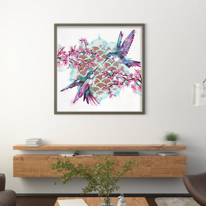 Hummingbird Peach Blossom - 11CT Stamped Cross Stitch 40*40CM