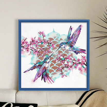 Hummingbird Peach Blossom - 11CT Stamped Cross Stitch 40*40CM