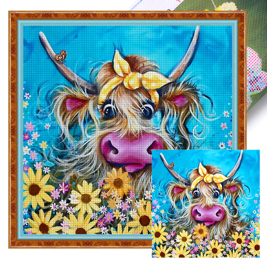 Yak Sunflower - 11CT Stamped Cross Stitch 40*40CM