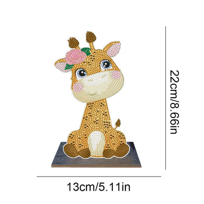 Wooden Desktop Diamond Painting Ornament Diamond Table Decor (Baby Giraffe #3)