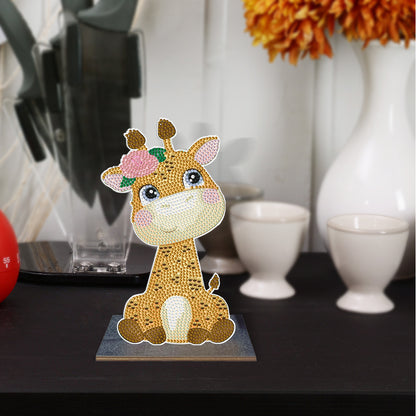 Wooden Desktop Diamond Painting Ornament Diamond Table Decor (Baby Giraffe #3)