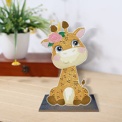 Wooden Desktop Diamond Painting Ornament Diamond Table Decor (Baby Giraffe #3)