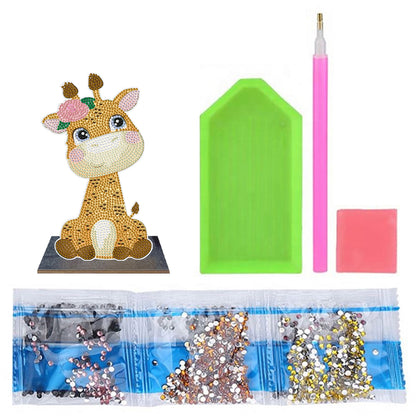 Wooden Desktop Diamond Painting Ornament Diamond Table Decor (Baby Giraffe #3)