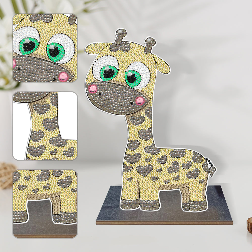 Wooden Desktop Diamond Painting Ornament Diamond Table Decor (Baby Giraffe #4)