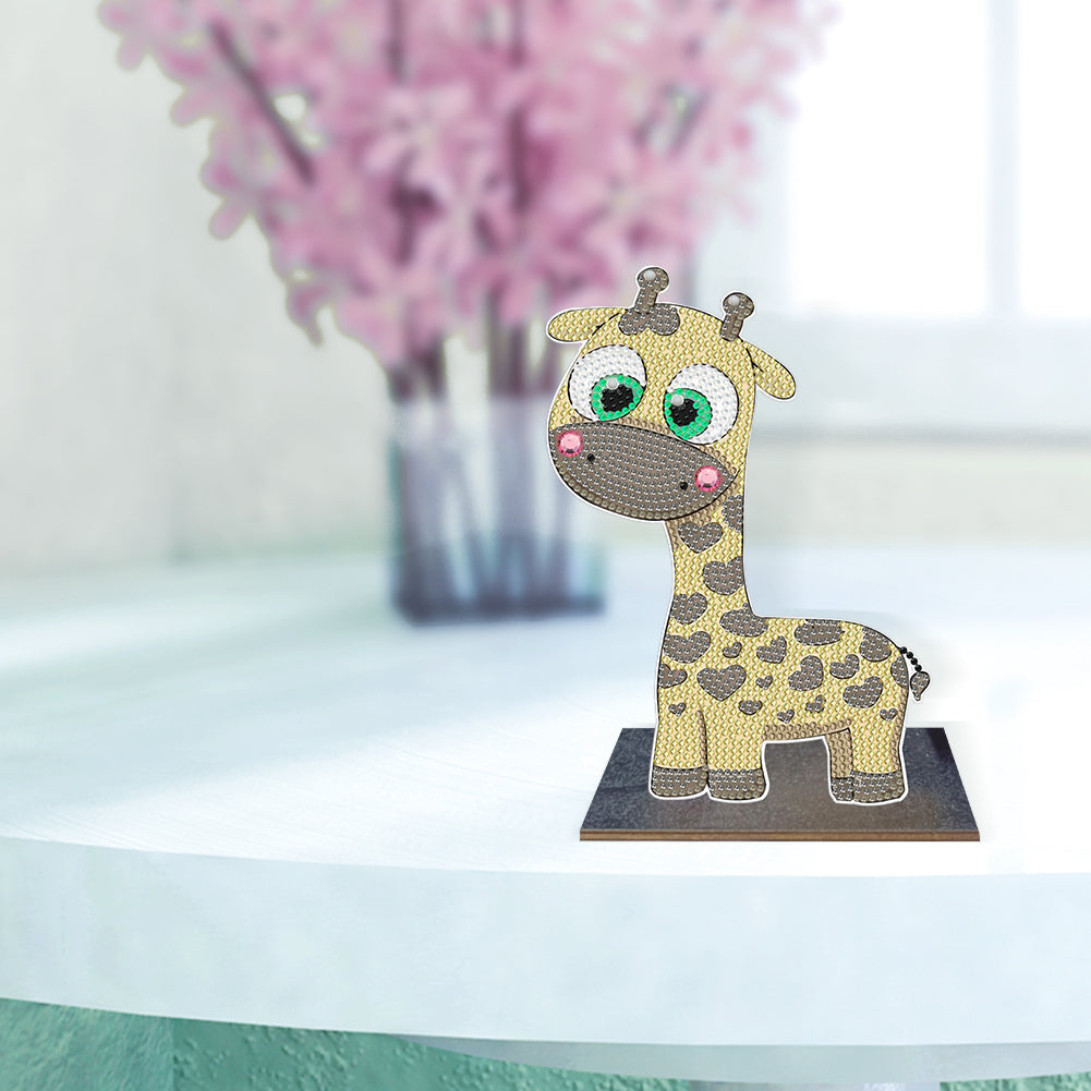 Wooden Desktop Diamond Painting Ornament Diamond Table Decor (Baby Giraffe #4)