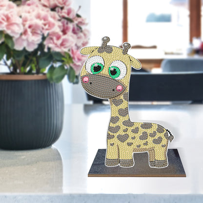 Wooden Desktop Diamond Painting Ornament Diamond Table Decor (Baby Giraffe #4)