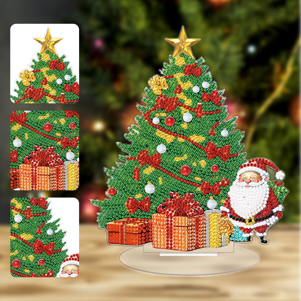 Diamond Painting Desktop Decor Gift for Christmas (Christmas Tree Santa)