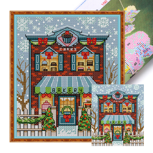 Christmas Cabin 1 - 14CT Stamped Cross Stitch 15*17CM(Joy Sunday)