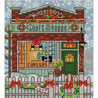 Christmas Cabin 3 - 14CT Stamped Cross Stitch 15*17CM(Joy Sunday)