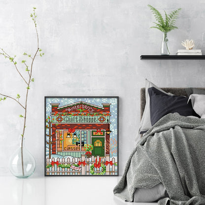 Christmas Cabin 3 - 14CT Stamped Cross Stitch 15*17CM(Joy Sunday)